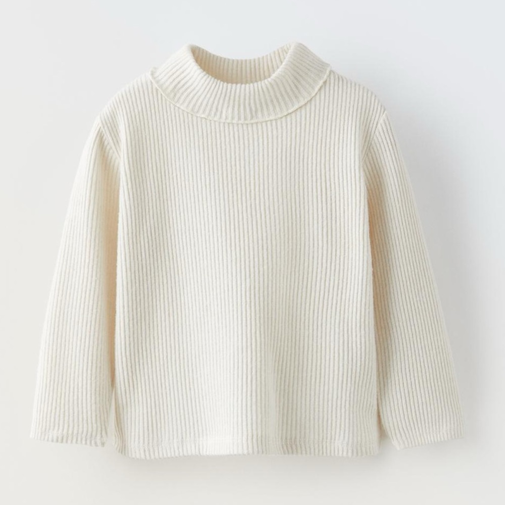 Zara Cream Ribbed Knit Top